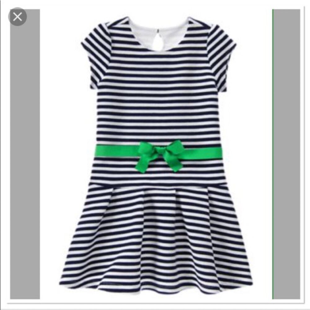 GYMBOREE Dress Girls 8 y black Striped W/ Green Waist Tie $37 Easter